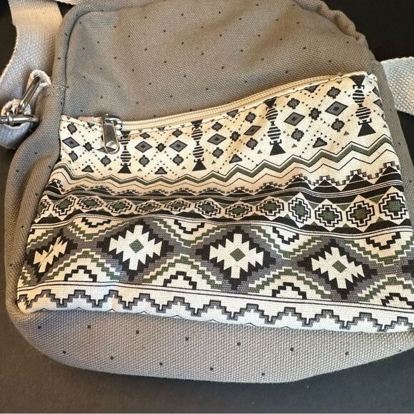 Gray Ivory Canvas Southwest Pattern Crossbody Bag - Picture 2 of 4
